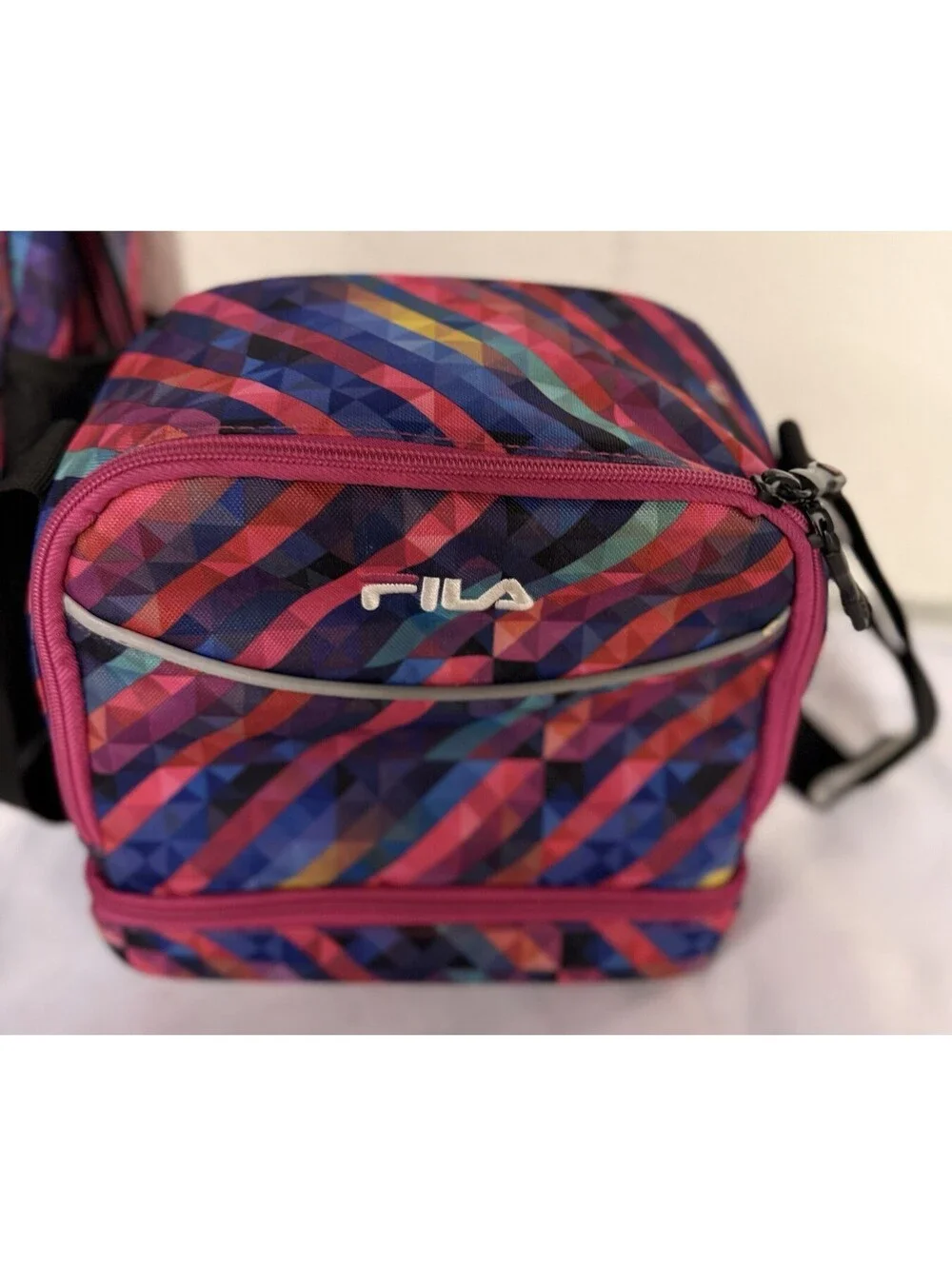 Filatech Multicolor Geometric Backpack with Insulated Lunch Bag Set